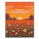 Vibrant Sunset Wildflower Field Rug