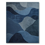 Abstract Area Modern Blue Wave Abstract Area Rug