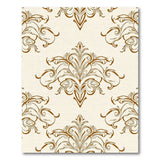 Beige and Neutral Elegant Beige Damask Floral Area Rug