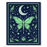 Lime Green Butterfly Moon Stars Area Rug
