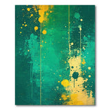 Emerald Green Yellow Splatter Abstract Area Rug