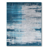 Blue and Teal Blue Teal Distressed Abstract Area Rug