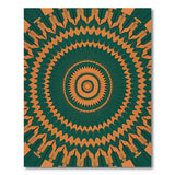 Vibrant Green Orange Radial Geometric Area Rug