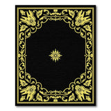 Opulent Gold Filigree Border Black Area Rug