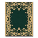 Emerald Green Ornate Gold Border Area Rug
