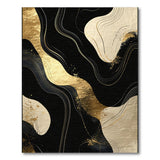 Abstract Area Black Gold Abstract Wave Area Rug