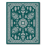 Teal Persian Fern Mandala Area Rug