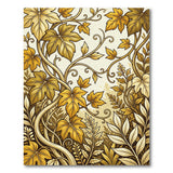 Golden Vine Leaf Floral Area Rug