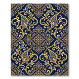 Navy and Gold Ornate Paisley Area Rug