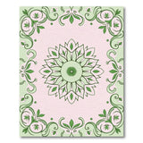 Pink Green Floral Mandala Area Rug