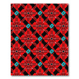 Bold Red Geometric Plaid Rug with Black Teal Accents