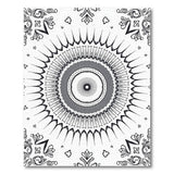 Floral Vintage Ornate Mandala Black White Area Rug