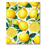 Fresh Vintage Lemon Botanical Washable Area Rug - Low Pile, Non-Slip & Pet Friendly