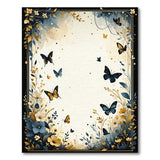 Elegant Blue Butterfly Floral Gold Frame Rug