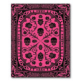 Ornate Pink Skull Rose Area Rug