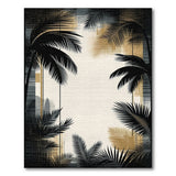 Grey Palm Silhouette City Skyline Area Rug