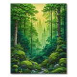Sunlit Mossy Forest Path Area Rug