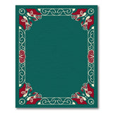 Green Deep Green Ornate Floral Border Area Rug
