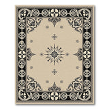 Ornate Beige and Neutral Ornate Floral Border Beige Area Rug
