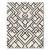 Black Line Geometric Lattice Beige Area Rug