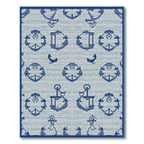 Nautical Navy Anchors Sailboats Area Rug
