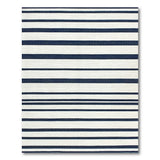 Navy White Striped Woven Area Rug