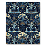 Art Deco Fountain Navy Teal Area Rug