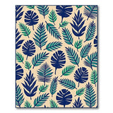 Navy Monstera Teal Fern Leaf Area Rug