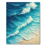 ODIKA Washable Coastal Ocean Wave Area Rug, Teal Blue Non-Slip Low Pile