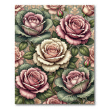 Ornate Pink Rose Floral Vintage Area Rug