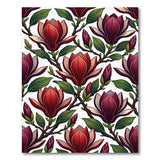 Vintage Red Magnolia Floral Area Rug