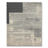 Modern Black White Geometric Stripe Area Rug