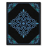 Elegant Blue Teal Mandala Area Rug on Black
