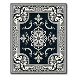 Black White Ornate Persian Area Rug