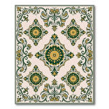 Beige and Neutral Ornate Green Floral Medallion Area Rug