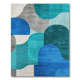 Abstract Blue Teal Organic Shapes Area Rug