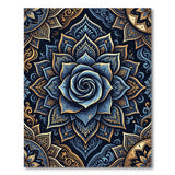 Navy Blue Lotus Mandala Area Rug