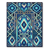 Blue Moroccan Ikat Arch Geometric Rug