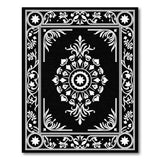 Ornate Black White Persian Medallion No. 3 Rug