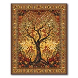 Tree of Life Persian Area Rug in Gold Floral Motif