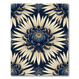 Navy Chrysanthemum Floral Area Rug