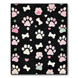 Kids Cartoon Multi-color and Patterns Playful Pink Paw Prints Bones Area Rug