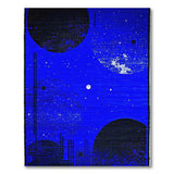 Cosmic Nebula Blue Geometric Area Rug