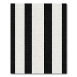 Bold Black White Vertical Striped Woven Rug