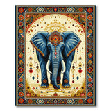 Majestic Blue Elephant Tribal Area Rug