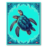 Twin Sea Turtles Teal Blue Coastal Rug