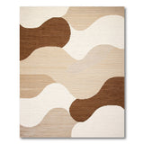 Abstract Wavy Beige and Neutral Area Rug