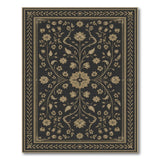 Black and White Black Gold Floral Persian Area Rug