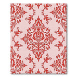 Red Floral Damask on Pink Area Rug