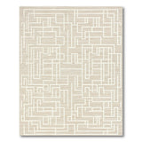 Beige and Neutral Beige Maze Labyrinth Geometric Area Rug